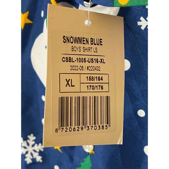 Suitmeister Long Sleeve Button Up Snowman Christmas Theme Boy's Shirt Size XL - Picture 3 of 9